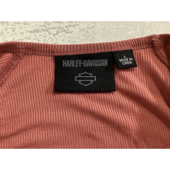Harley-Davidson Women's Authentic Bar & Shield Rib-Knit Long Sleeve Top L - Picture 7 of 7